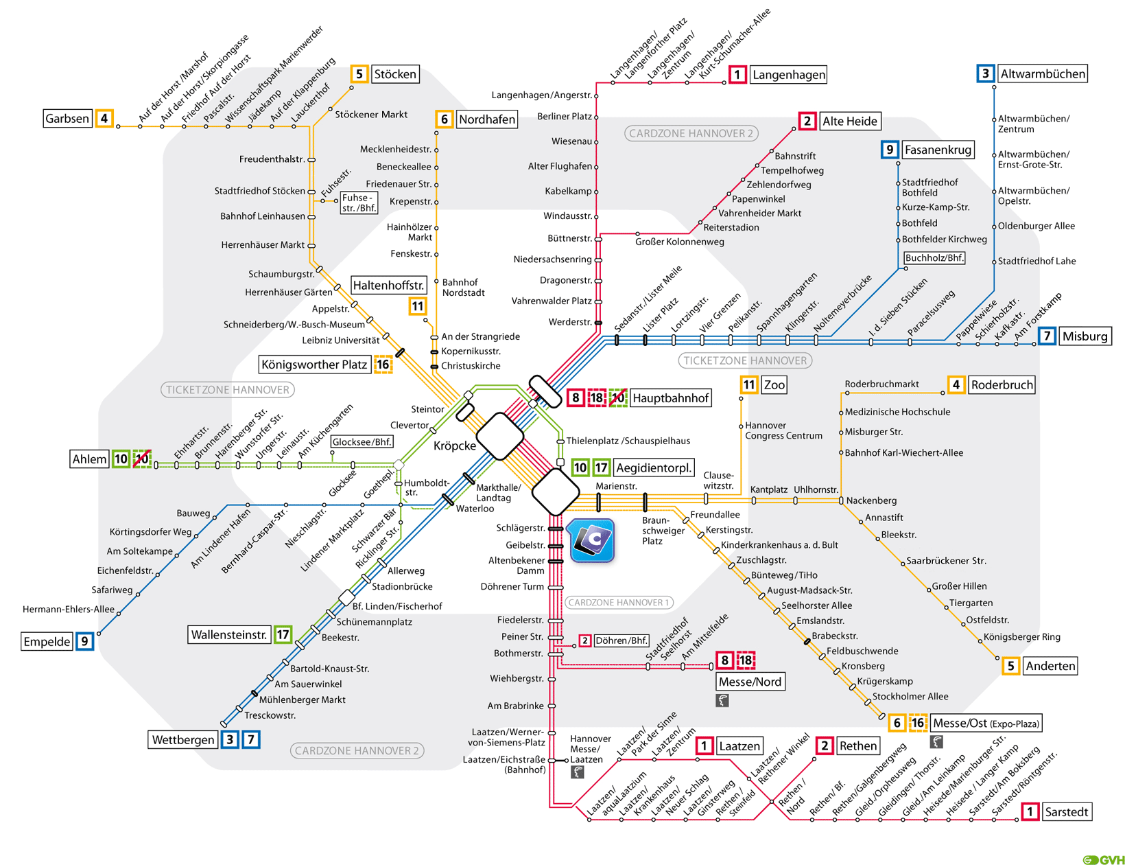 plan de métro - Hanovre & Périphérie d'Hanovre